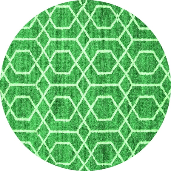 Ahgly Company Indoor Round Trellis Green Modern Area Rugs, 4' Round