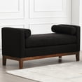 thumbnail image 6 of Ottoman with Bolster Pillows & Wood Legs, Upholstered Bench, Elegant Indoor Bench, Entry Bench, 53.5"W Ottoman Bench for End of Bed, Bedroom, Living Room, Entryway, Black, 6 of 6