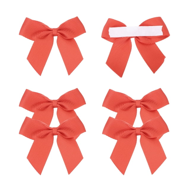Uxcell 6Pcs Mini Lazo de Cinta Grosgrain de 2" Autoadhesivo Flores Rojas