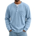 thumbnail image 2 of Dwellite Mens Sweater Long Sleeve Corduroy Henley Sweaters Quarter Button Business Casual Tops for Fall Winter Sky Blue XL, 2 of 6