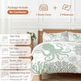 thumbnail image 6 of 3 Piece Sage Green Octopus Coastal Duvet Cover Set California King,Microfiber Comforter/Quilt Cover with Corner Ties and 2 Pillowcases,Nautical Coral Starfish All Season Bedding with Zipper Closure, 6 of 8