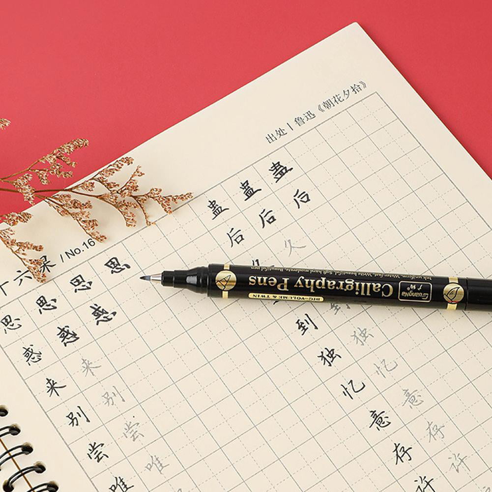 3 pcs/lot Double head Hand Lettering Pens Chinese Calligraphy Brush Pens  Set Art Markers Black Ink 4 Size for Beginners Writing - AliExpress