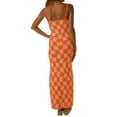 thumbnail image 2 of Michellecmm Female Slip Dress, Checkerboard Print Sleeveless Spaghetti Strap Low-Cut Backless One-Piece for Summer, S/M/L, 2 of 6