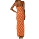 thumbnail image 4 of Vestido lencero Tsseiatte para mujer, con estampado de cuadros, sin mangas, tirantes finos, espalda descubierta, largo de verano, 4 of 6