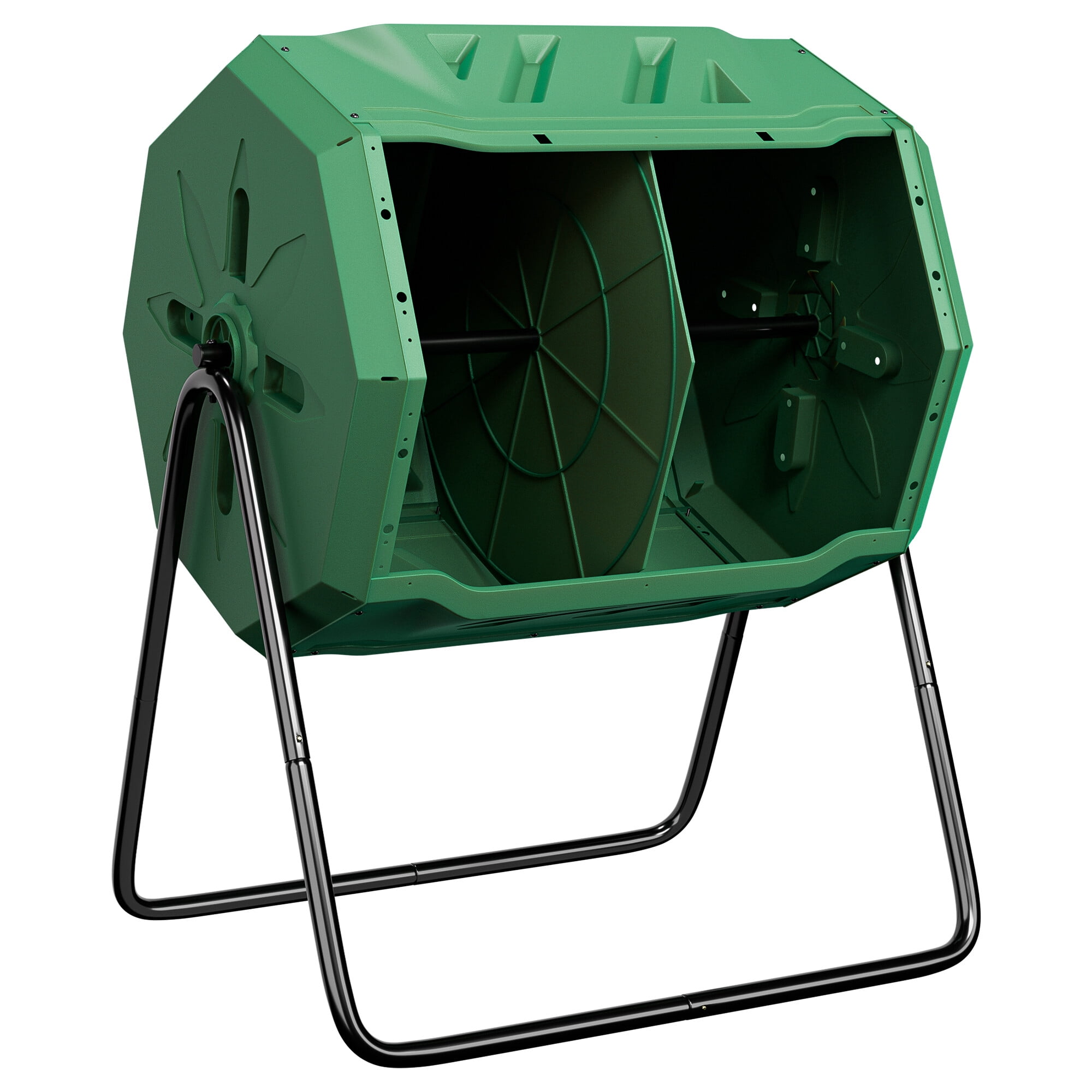 HomGarden 43Gal Tumbling Composter Bin 360° Dual Chamber BPA Free Green 36.4-in Height