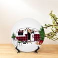 thumbnail image 6 of Honeii Vintage Buffalo Plaid Christmas Camper Print Elegant Bone China Decorative Plate, Porcelain Plate,Art Crafts,Ceramic Ornaments for Home Office Wall Decor-10in, 6 of 6