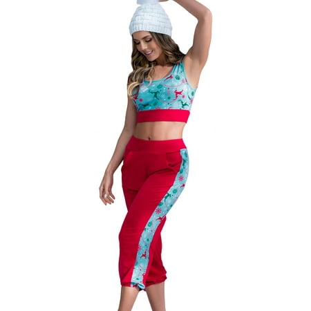 

Mapale - Two Piece Pajama Set. Top and Pants Color Red-Mint Print