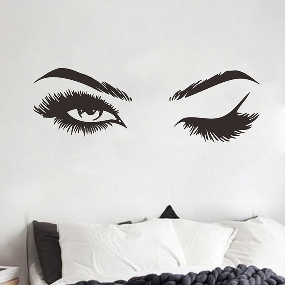 Face Eyelash Beauty Girl Wall Stickers Decals Art Salon Decor Self-Adhesive DIY