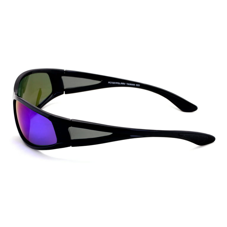 V.W.E. Polycarbonate Polarized Fishing Riding Sunglasses for Men Women - Wrap Around Shielded Shade, adult Unisex, Size: One size, Black
