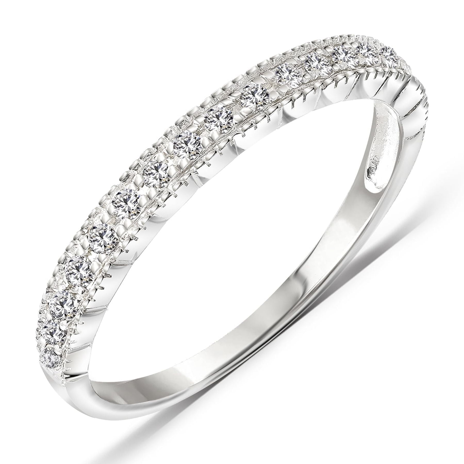 JeenMata 0.25 Carat Milgrain Band - Vintage Band - 18K White Gold Plating for Women