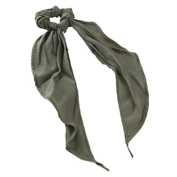 Wild Primrose by Scunci Fashion Scrunchie with Long Bow Scarf in Olive Green, 1ct