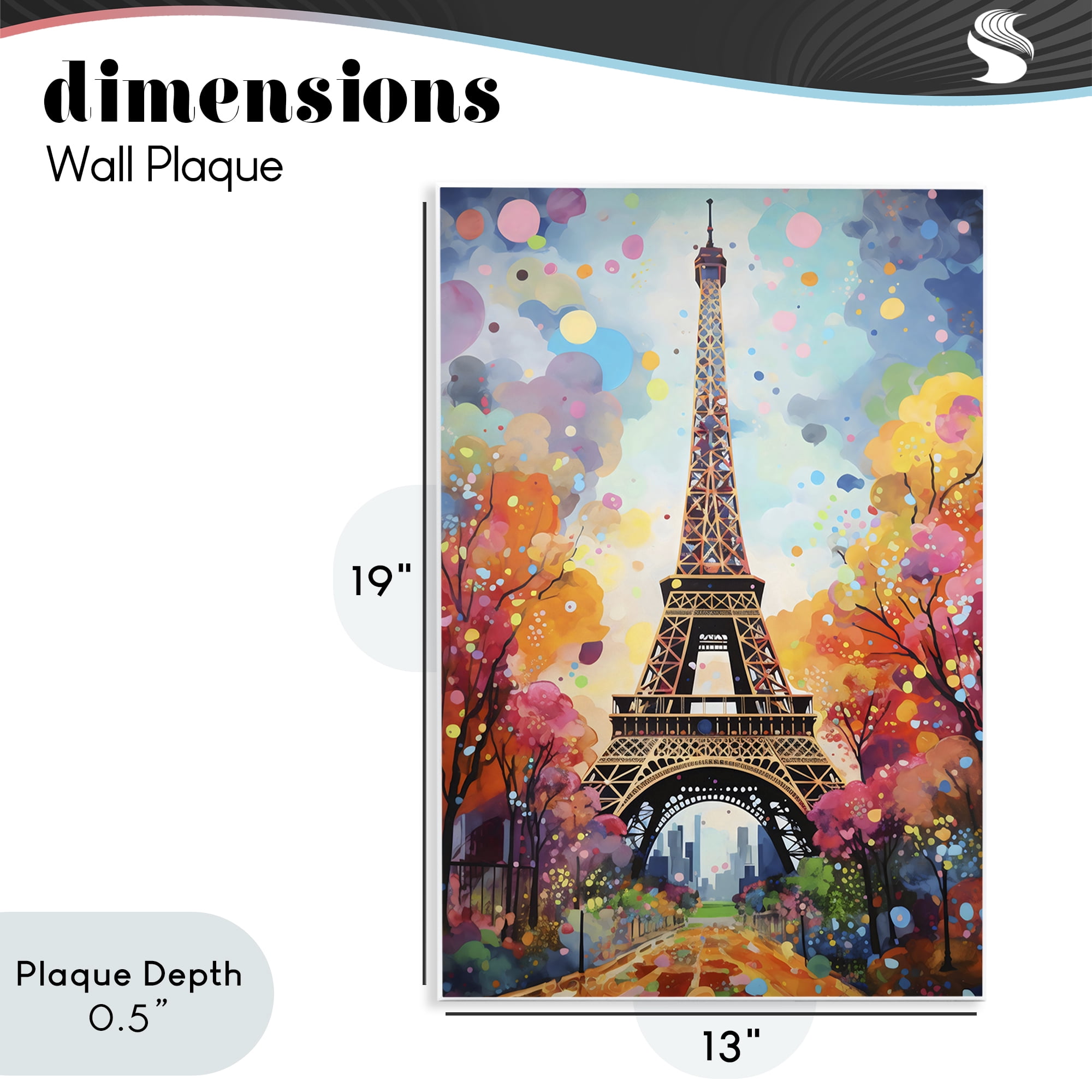 Stupell Industries Eiffel Tower with Colorful Trees Wall Plaque Art, design by Creative Studio
