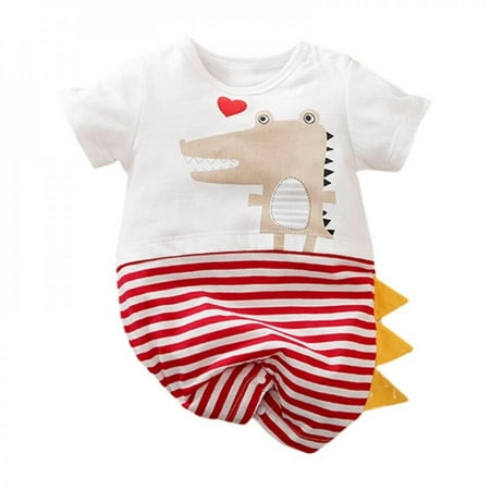 

Elaydool 3-18M Cute Cartoonborn Clothes Baby Boy Girl Short-sleeved Animal Cotton Print Romper Jumpsuit Outfits Summer Clothing