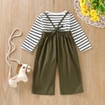 thumbnail image 5 of 2T Toddler Baby Girl Clothes Baby Girl 2PCS Outfits 2-3T Long Sleeve Stripe Shirt Top Suspender Pants Set, 5 of 8