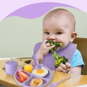 HEQUSIGNS Silicone Baby Feeding Set, Dark Purple, 8 Piece