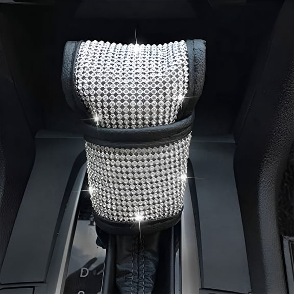 RAGUPEL Crystal Gear Shift Cover with Bling Bling Diamonds Auto Knob Gear Stick Protector Car Decor Accessory, White