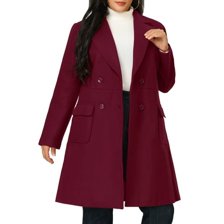MODA NOVA Juniors Plus Size Overcoat Double Breasted Long PeaCoats