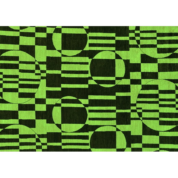 Ahgly Company Indoor Rectangle Abstract Green Modern Area Rugs, 2' x 3'