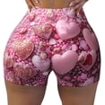 thumbnail image 2 of Uemuo Pink Glitter Heart Candy Pattern Women Workout Impact Shorts Scrunch Butt Lifting Gym Shorts Seamless Booty Biker Shorts-Small, 2 of 8