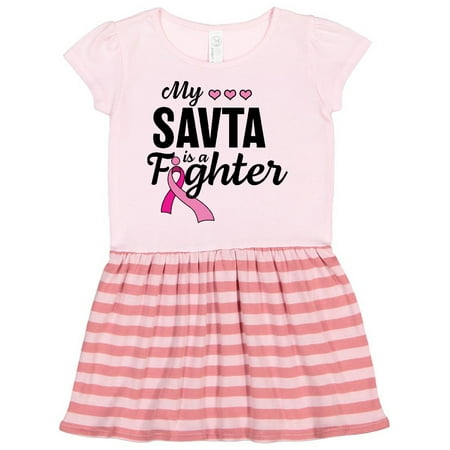 

Inktastic Breast Cancer Awareness My Savta is a Fighter Gift Toddler Girl Dress
