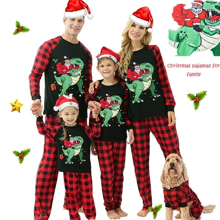 

Christmas Pajamas For Family Matching Pjs Set Dinosaur Santa Claus Print Xmas Jammies for Couples Kids Dogs