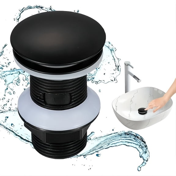 Universal Pop-up Sink Drain Stopper | Multi-Function Basin Core | Black Plastic | Quick Drain | Kitchen Bathroom Accessories