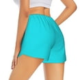 thumbnail image 2 of Uemuo Aqua Pattern Women's Athletic Shorts High Waisted Running Shorts with Liner Pockets Gym Elastic Workout Shorts-Small, 2 of 9