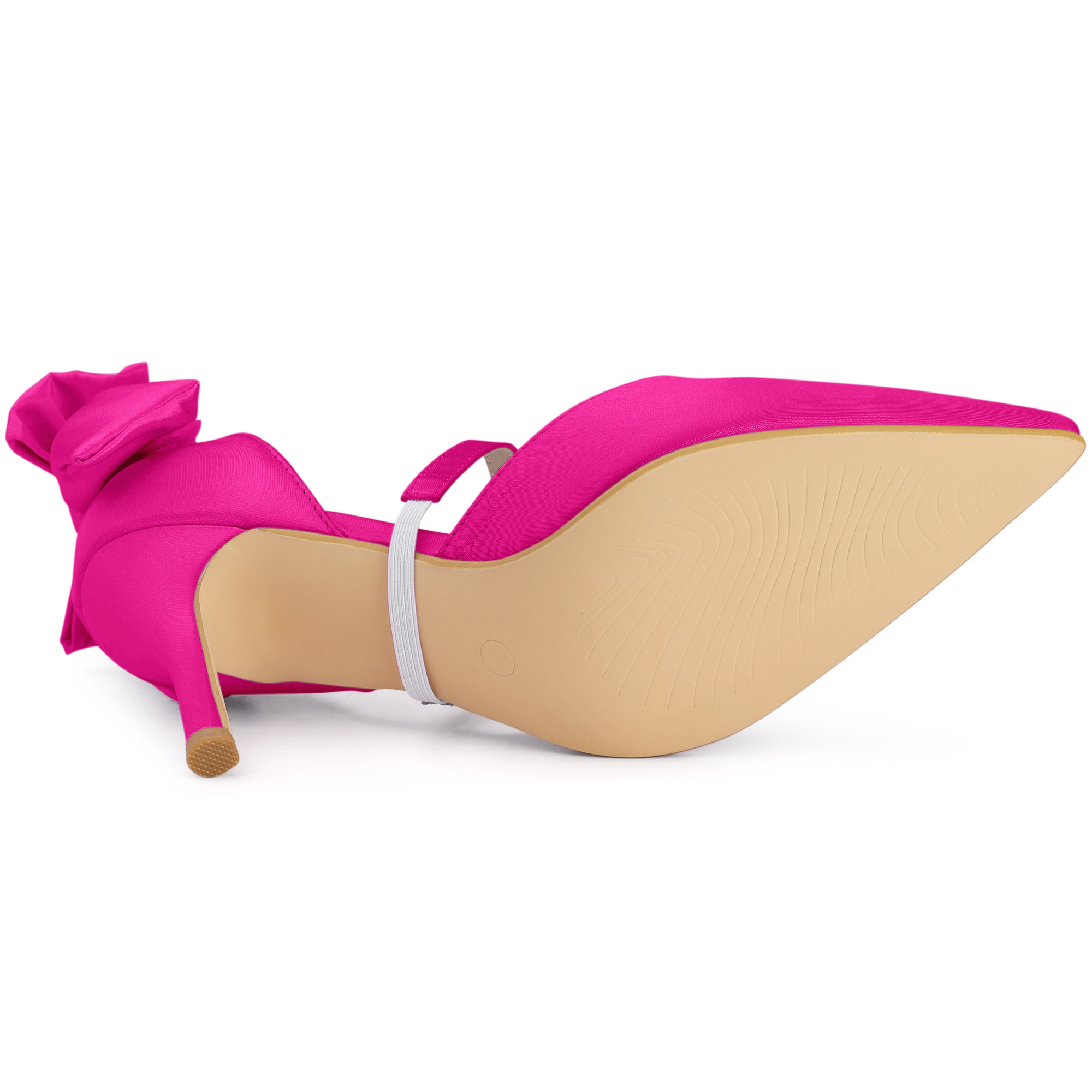 DARING DIVA Women's Pointed Toe Bow Satin Stiletto Heels Pumps Hot Pink 9