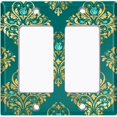 thumbnail image 6 of Metal Light Switch Plate Cover Elegant Green Yellow Damask DAM088, 6 of 13