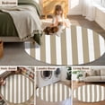 thumbnail image 6 of Beige Striped Large Area Rugs for Bedroom Living Room, Soft Non Slip Carpet Bedside Rug, Modern Farmhouse Beige White Stripes Round Floor Cover Kitchen Accent Rug 6' for Dining Room/Office, 6 of 9