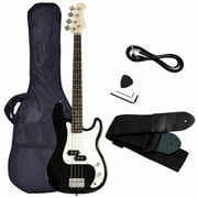 Costway Black Full Size 4 String Electric Bass Guitar with Strap Guitar Bag Amp Cord