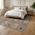 thumbnail image 3 of ODIKA 6'x9' Beige Taupe Mid Century Modern Geometric Washable Area Rug Retro Abstract Rounded Rectangle Minimalist Non-Slip, Chair-Friendly, for Dining Room, Under Table, Office Décor, 3 of 7