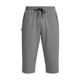 thumbnail image 6 of Tbopshirt Mens Capri Pants Solid Color Elastic Waist Drawstring Zippered Pocket Casual Sports Capris Pants,S-3XL, 6 of 6