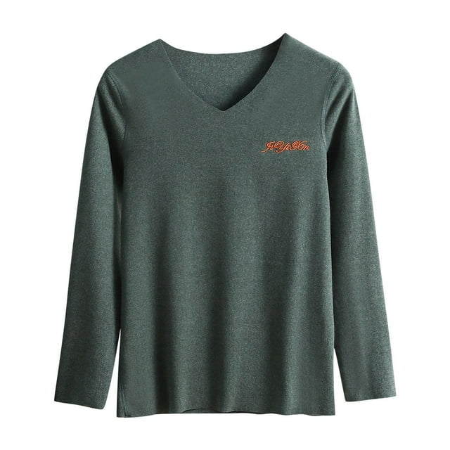 Ladies' Color Fleece Thermal Long-Sleeve V-Neck Top