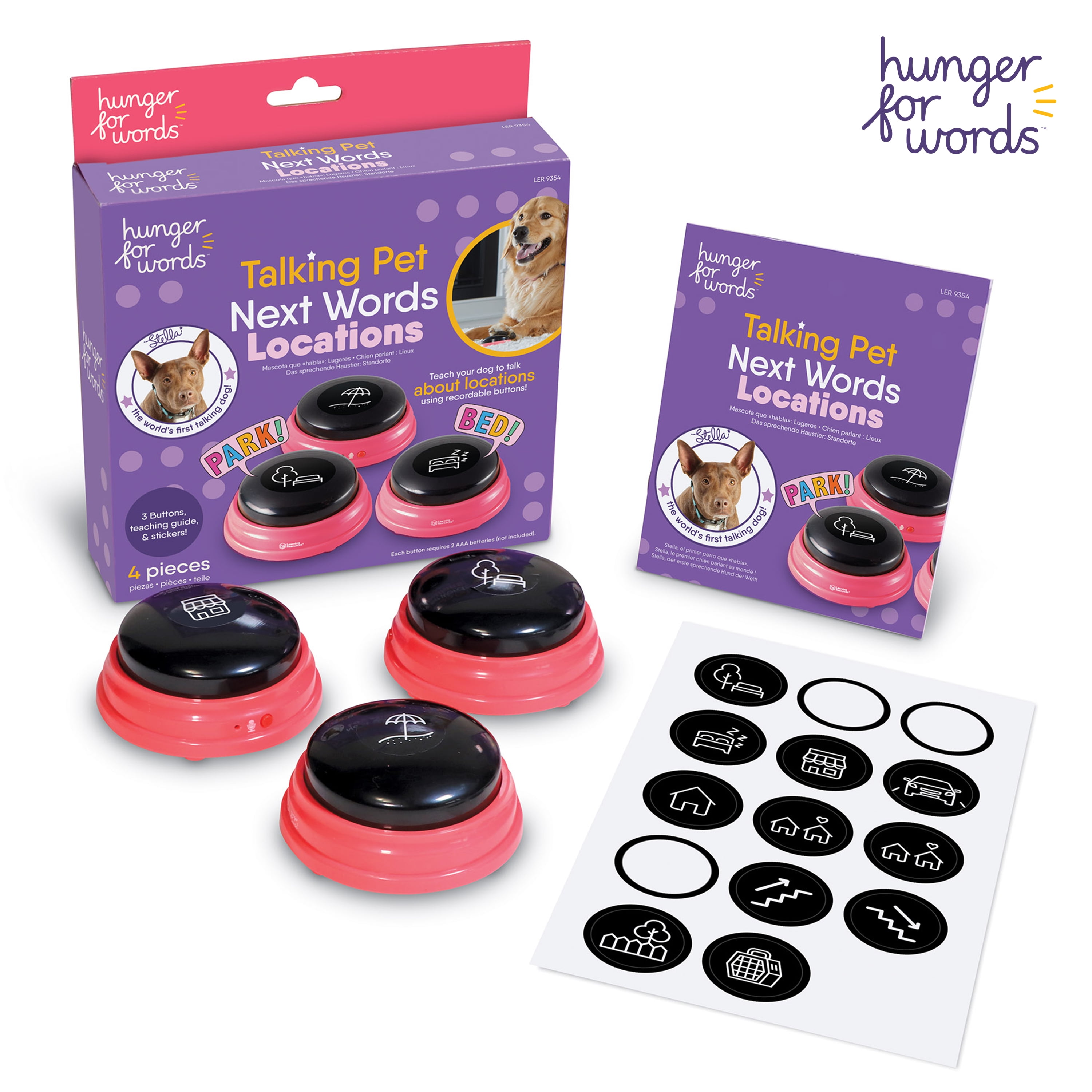 Hunger for Words Talking Pet Next Words: Locations - 3 Recordable Talking Dog Buttons