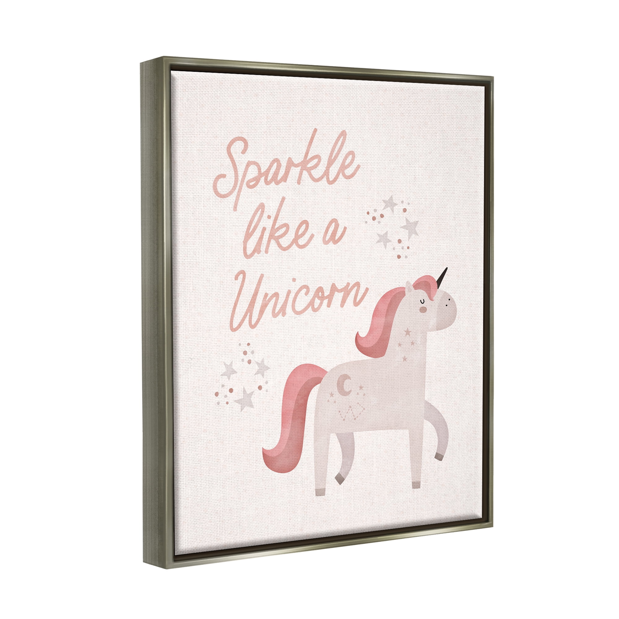 Stupell Sparkle Like A Unicorn Constellations Fairy Tales & Fantasy Painting Gray Floater Framed Art Print Wall Art