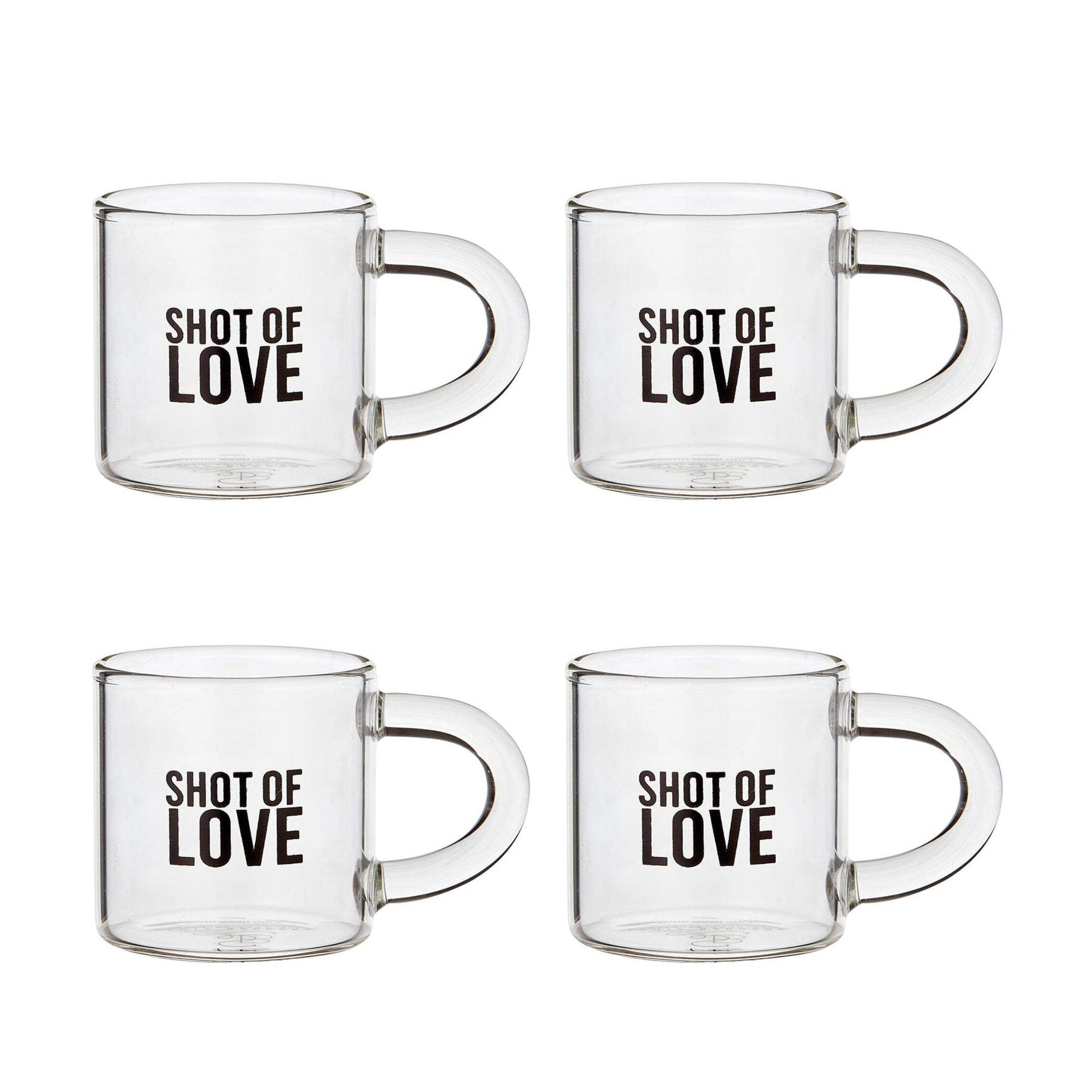 Set of 4 Shot of Love Glass Espresso Cup | Coffee Tea Clear Mug -  Walmart.com