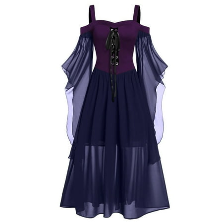 

dress corset Halloween Dress for Women Butterfly Sleeve Tie Front Lace Ball Gown Victorian Gothic Dress Cute Cold Sleeve Mesh Dress renacimiento