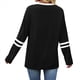 thumbnail image 4 of Camisas de Larga para Mujer, Blusas Casuales con Bloques de Color, Conjuntos de Otoño, Camisetas Básicas, Ropa de Moda Negro XL, 4 of 6