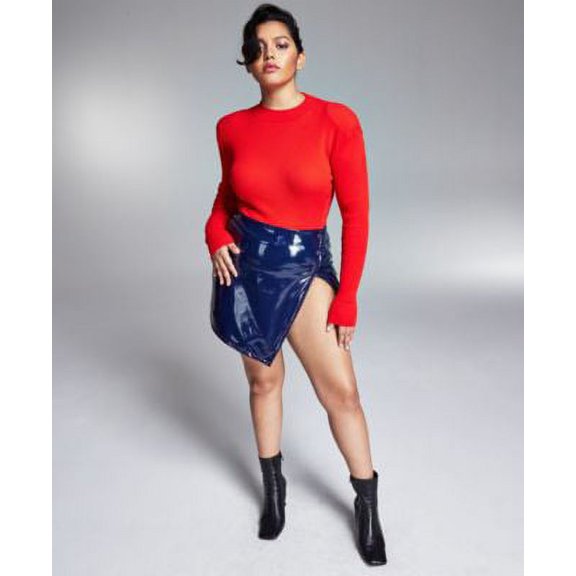 Bar III Zerina Akers Sweater Bodysuit Bright Orange Size Medium