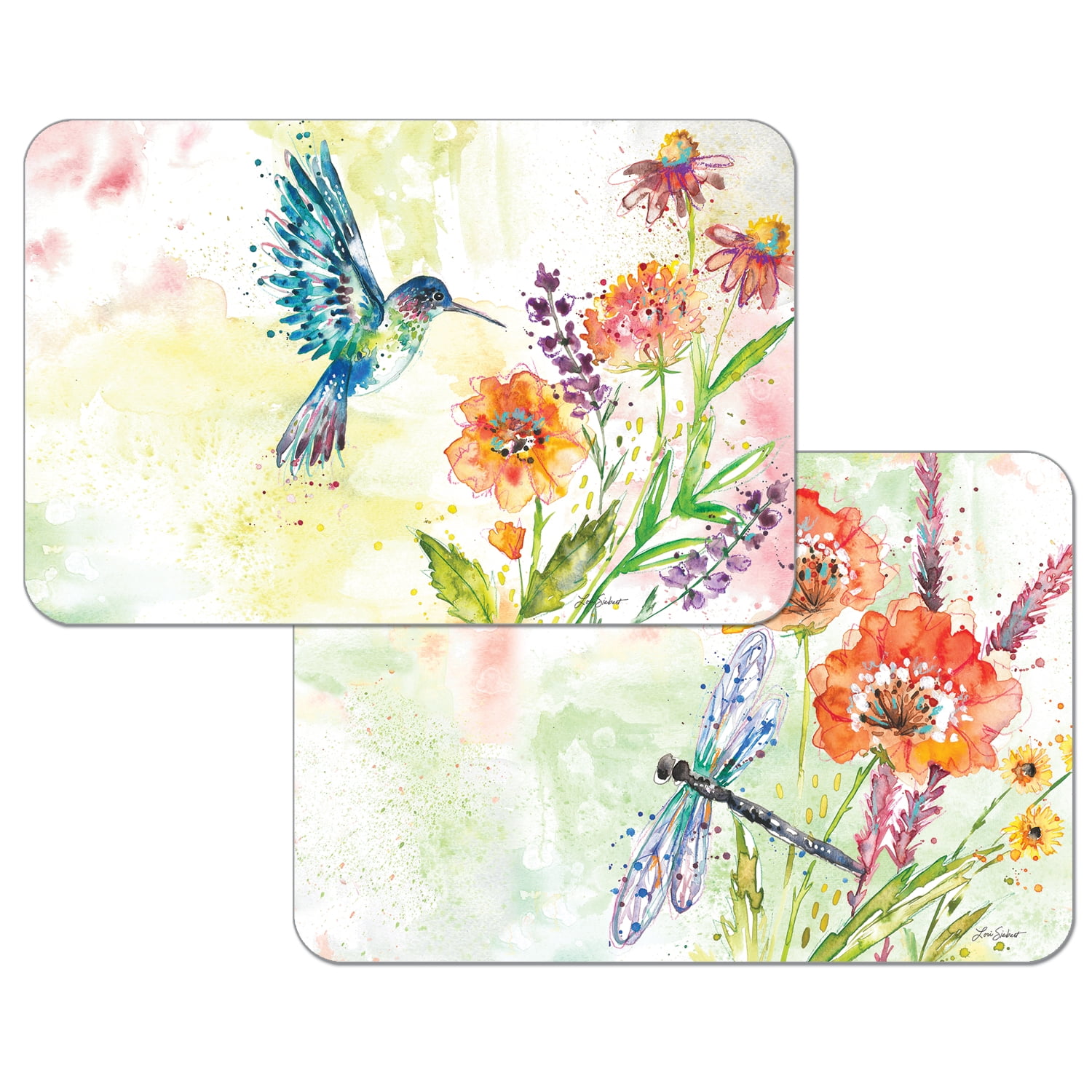 CounterArt 'Fanciful Flight' Reversible Easy Care Flexible Plastic Tabletop Placemat, 4 Pack