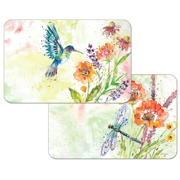 Wipe-Clean Reversible Decofoam Placemats, Fanciful Flight, Set of 2, Made in The USA