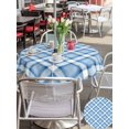 thumbnail image 5 of Outdoor Tablecloth with Umbrella Hole for Patio/Picnic/Party/Camping, Simple Stripe Plaid Waterproof Table Cloth Round Cover Washable, Modern Minimalist Geometric Blue (Dia 60"), 5 of 9