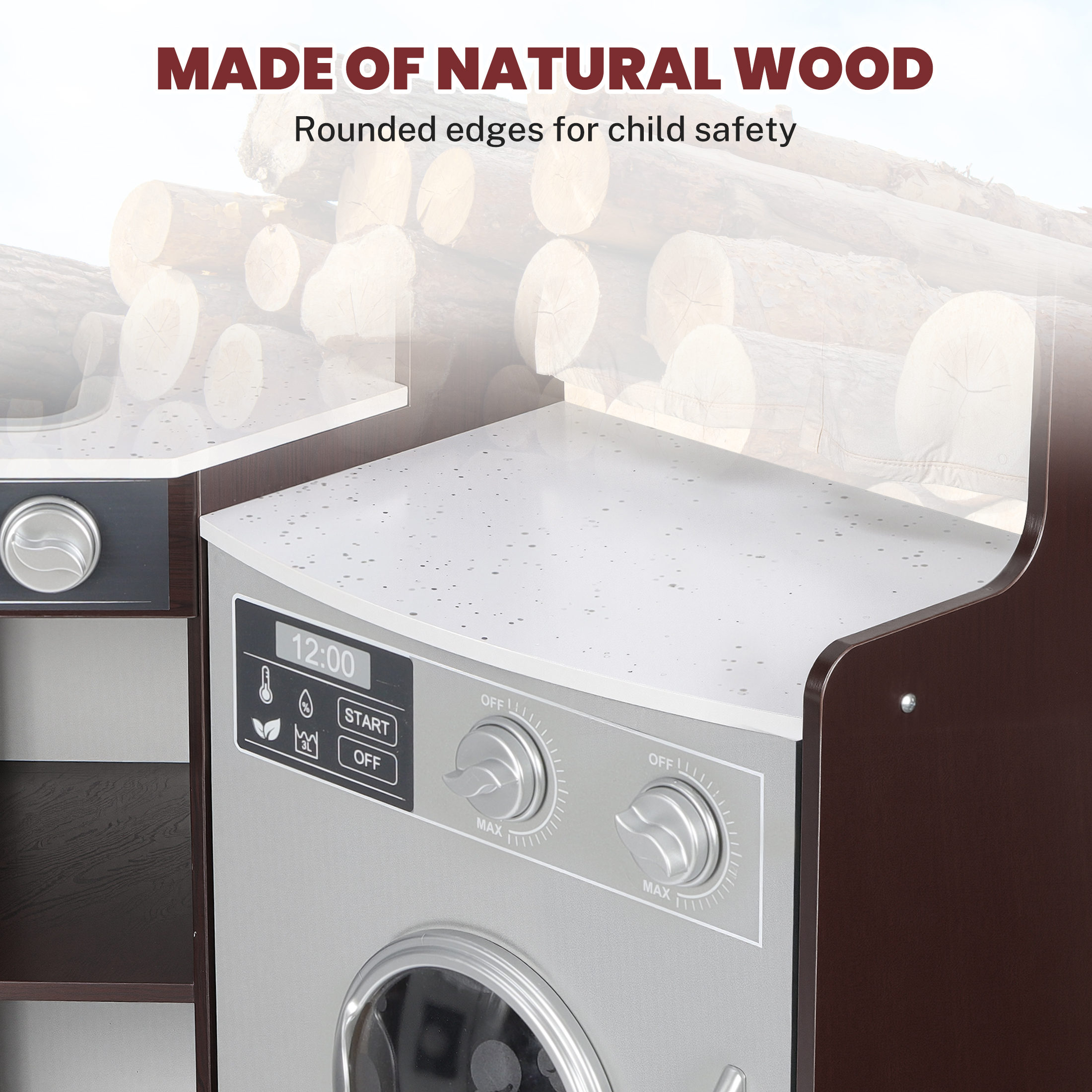 iYofe Corner Wooden Play Kitchen with Light & Sound photo 7