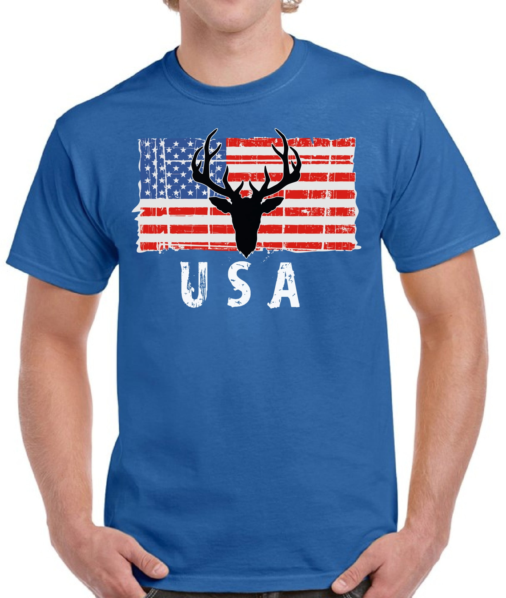 USA Shirts for Men 4th of July Hunting Deer USA Graphic Patriotic