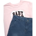thumbnail image 3 of Baby Phat Girls Denim Pants Set Soft Crewneck Girls Shirts and Wide Leg Denim Jeans Set 2 Piece, 3 of 7