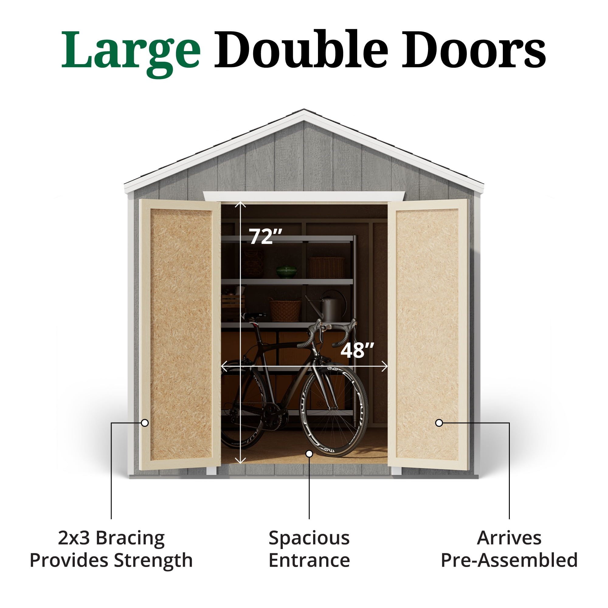 Little Cottage Co. 8x8 Value Gable Shed, Outdoor Wood Storage Do-It-Yourself Precut Kit