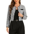 thumbnail image 1 of CHAQUETA DE TWEED PARA MUJER CON CUELLO REDONDO Y CIERRE DE BOTONES, M GRIS MARRÓN, 1 of 6