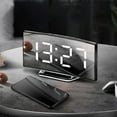 thumbnail image 2 of Modern Curved Digital Alarm Clock Temperature Date Display Nightlight Quiet Operate USB Power, 2 of 8