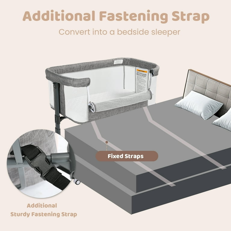 AILEEKISS Baby Bassinet with Wheels, Height Adjustable